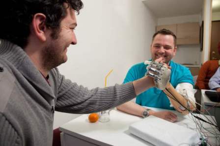 Dennis Aabo Sørensen operates the prosthetic hand