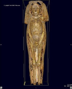CT scan of Egyptian mummy Tjayaasetimu, from Thebes, 900 BC.